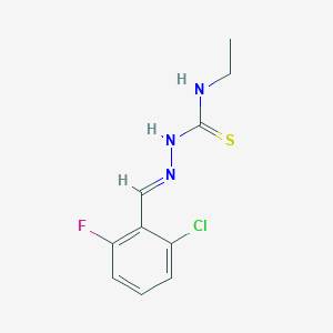 molecular formula C10H11ClFN3S B7757749 1-[(E)-(2-chloro-6-fluorophenyl)methylideneamino]-3-ethylthiourea 