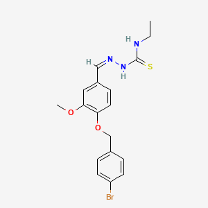 molecular formula C18H20BrN3O2S B7757751 1-[(Z)-[4-[(4-bromophenyl)methoxy]-3-methoxyphenyl]methylideneamino]-3-ethylthiourea 