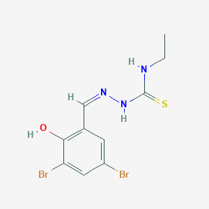 molecular formula C10H11Br2N3OS B7757763 1-[(Z)-(3,5-dibromo-2-hydroxyphenyl)methylideneamino]-3-ethylthiourea 