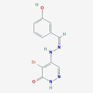 5-bromo-4-[(2Z)-2-[(3-hydroxyphenyl)methylidene]hydrazinyl]-1H-pyridazin-6-one