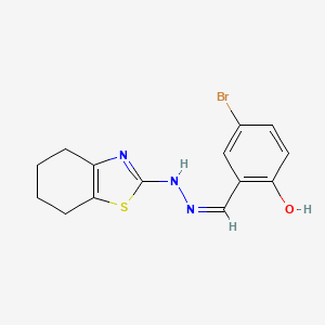molecular formula C14H14BrN3OS B7757792 4-bromo-2-[(Z)-(4,5,6,7-tetrahydro-1,3-benzothiazol-2-ylhydrazinylidene)methyl]phenol 