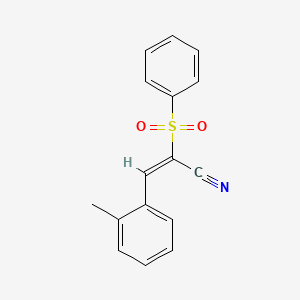 (E)-2-(benzenesulfonyl)-3-(2-methylphenyl)prop-2-enenitrile