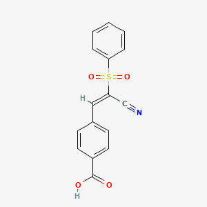 molecular formula C16H11NO4S B7757869 4-[(1E)-2-(benzenesulfonyl)-2-cyanoeth-1-en-1-yl]benzoic acid 