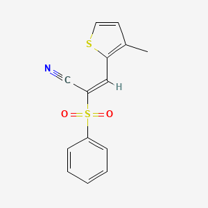 molecular formula C14H11NO2S2 B7757870 2-Benzenesulfonyl-3-(3-methyl-thiophen-2-yl)-acrylonitrile 