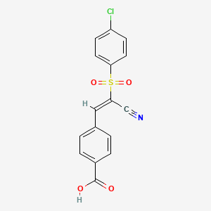 molecular formula C16H10ClNO4S B7757878 4-[(1E)-2-(4-chlorobenzenesulfonyl)-2-cyanoeth-1-en-1-yl]benzoic acid 