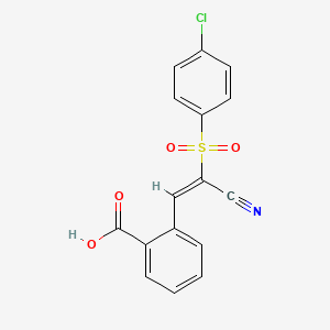 molecular formula C16H10ClNO4S B7757885 2-[(E)-2-(4-chlorophenyl)sulfonyl-2-cyanoethenyl]benzoic acid 