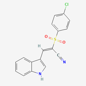 (E)-2-(4-chlorophenyl)sulfonyl-3-(1H-indol-3-yl)prop-2-enenitrile