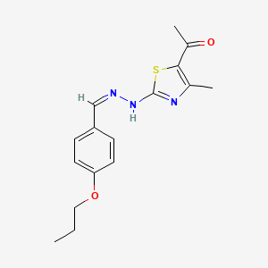 molecular formula C16H19N3O2S B7757898 1-[4-methyl-2-[(2Z)-2-[(4-propoxyphenyl)methylidene]hydrazinyl]-1,3-thiazol-5-yl]ethanone 