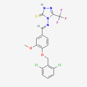 molecular formula C18H13Cl2F3N4O2S B7757905 4-[(E)-[4-[(2,6-dichlorophenyl)methoxy]-3-methoxyphenyl]methylideneamino]-3-(trifluoromethyl)-1H-1,2,4-triazole-5-thione 