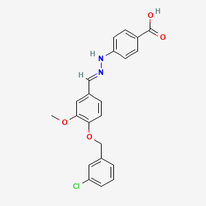 (E)-4-(2-(4-((3-chlorobenzyl)oxy)-3-methoxybenzylidene)hydrazinyl)benzoic acid