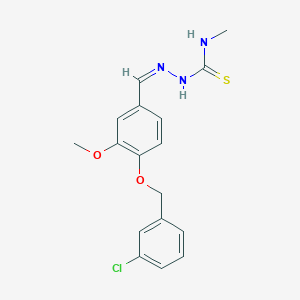 molecular formula C17H18ClN3O2S B7757926 1-[(Z)-[4-[(3-chlorophenyl)methoxy]-3-methoxyphenyl]methylideneamino]-3-methylthiourea 