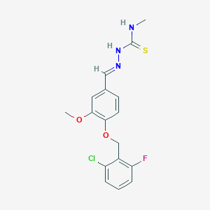 molecular formula C17H17ClFN3O2S B7757936 N'-[(E)-{4-[(2-chloro-6-fluorobenzyl)oxy]-3-methoxyphenyl}methylidene]-N-methylcarbamohydrazonothioic acid 
