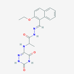 2-[(3,5-dioxo-2,3,4,5-tetrahydro-1,2,4-triazin-6-yl)amino]-N'-[(E)-(2-ethoxynaphthalen-1-yl)methylidene]propanehydrazide (non-preferred name)