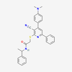 molecular formula C30H28N4OS B7758014 2-[3-cyano-4-[4-(dimethylamino)phenyl]-6-phenylpyridin-2-yl]sulfanyl-N-(1-phenylethyl)acetamide 
