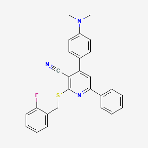 4-(4-(Dimethylamino)phenyl)-2-((2-fluorobenzyl)thio)-6-phenylnicotinonitrile