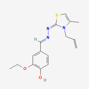 molecular formula C16H19N3O2S B7758039 2-ethoxy-4-[(E)-[(E)-(4-methyl-3-prop-2-enyl-1,3-thiazol-2-ylidene)hydrazinylidene]methyl]phenol 