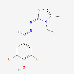 molecular formula C13H13Br2N3OS B7758042 2,6-dibromo-4-[[(2E)-2-(3-ethyl-4-methyl-1,3-thiazol-2-ylidene)hydrazinyl]methylidene]cyclohexa-2,5-dien-1-one 