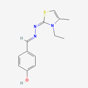 molecular formula C13H15N3OS B7758048 4-[(E)-[(E)-(3-ethyl-4-methyl-1,3-thiazol-2-ylidene)hydrazinylidene]methyl]phenol 