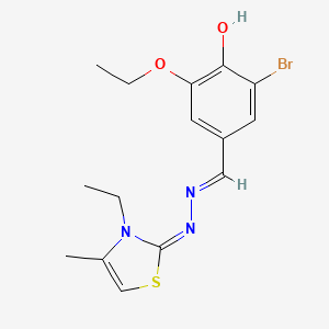 molecular formula C15H18BrN3O2S B7758061 2-bromo-6-ethoxy-4-((E)-((E)-(3-ethyl-4-methylthiazol-2(3H)-ylidene)hydrazono)methyl)phenol 