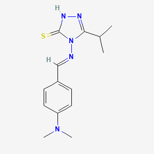 molecular formula C14H19N5S B7758093 (E)-4-((4-(dimethylamino)benzylidene)amino)-5-isopropyl-4H-1,2,4-triazole-3-thiol 