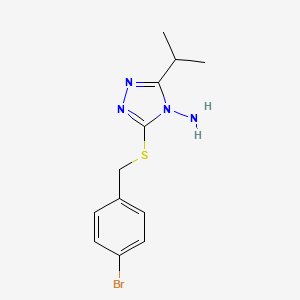 molecular formula C12H15BrN4S B7758098 3-[(4-Bromophenyl)methylsulfanyl]-5-propan-2-yl-1,2,4-triazol-4-amine 