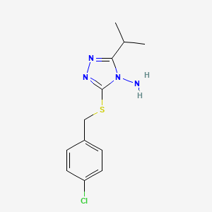 molecular formula C12H15ClN4S B7758103 3-{[(4-chlorophenyl)methyl]sulfanyl}-5-(propan-2-yl)-4H-1,2,4-triazol-4-amine 