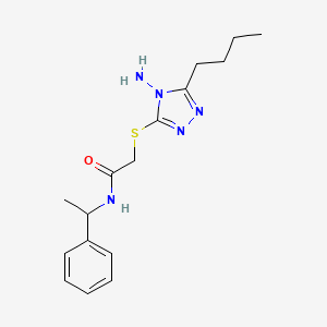 molecular formula C16H23N5OS B7758134 2-[(4-amino-5-butyl-1,2,4-triazol-3-yl)sulfanyl]-N-(1-phenylethyl)acetamide 