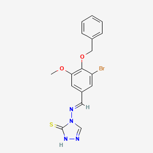 molecular formula C17H15BrN4O2S B7758149 4-[(E)-(3-bromo-5-methoxy-4-phenylmethoxyphenyl)methylideneamino]-1H-1,2,4-triazole-5-thione 