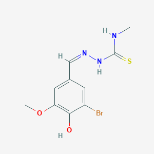 molecular formula C10H12BrN3O2S B7758366 N'-[(Z)-(3-bromo-4-hydroxy-5-methoxyphenyl)methylidene]-N-methylcarbamohydrazonothioic acid 
