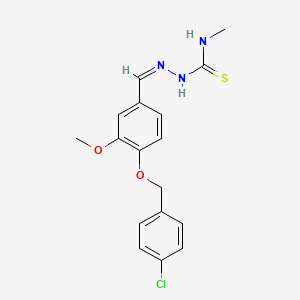 molecular formula C17H18ClN3O2S B7758380 N'-[(Z)-{4-[(4-chlorobenzyl)oxy]-3-methoxyphenyl}methylidene]-N-methylcarbamohydrazonothioic acid 