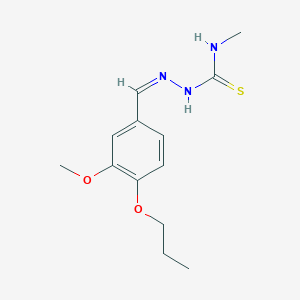 molecular formula C13H19N3O2S B7758384 N'-[(Z)-(3-methoxy-4-propoxyphenyl)methylidene]-N-methylcarbamohydrazonothioic acid 