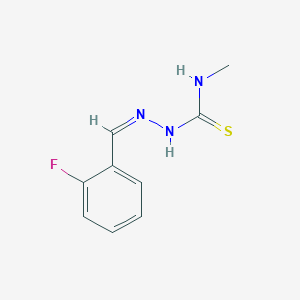 molecular formula C9H10FN3S B7758435 (1Z,N'Z)-N'-(2-fluorobenzylidene)-N-methylcarbamohydrazonothioic acid 