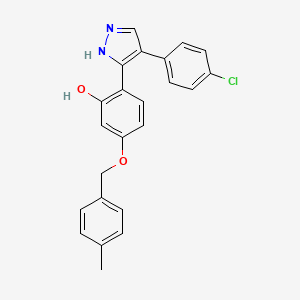 molecular formula C23H19ClN2O2 B7758477 2-[4-(4-chlorophenyl)-1H-pyrazol-5-yl]-5-[(4-methylbenzyl)oxy]phenol 
