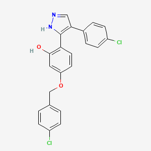 molecular formula C22H16Cl2N2O2 B7758479 5-[(4-chlorobenzyl)oxy]-2-[4-(4-chlorophenyl)-1H-pyrazol-5-yl]phenol 