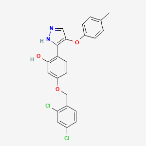 molecular formula C23H18Cl2N2O3 B7758485 5-((2,4-dichlorobenzyl)oxy)-2-(4-(p-tolyloxy)-1H-pyrazol-3-yl)phenol 