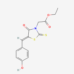 molecular formula C14H13NO4S2 B7758500 ethyl 2-[(5Z)-5-[(4-hydroxyphenyl)methylidene]-4-oxo-2-sulfanylidene-1,3-thiazolidin-3-yl]acetate 