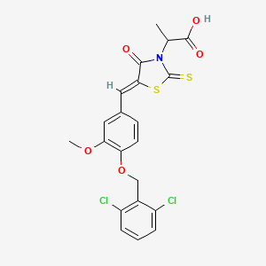 2-[(5Z)-5-[[4-[(2,6-dichlorophenyl)methoxy]-3-methoxyphenyl]methylidene]-4-oxo-2-sulfanylidene-1,3-thiazolidin-3-yl]propanoic acid