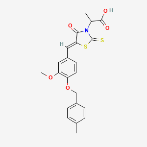 molecular formula C22H21NO5S2 B7758520 2-[(5Z)-5-[[3-methoxy-4-[(4-methylphenyl)methoxy]phenyl]methylidene]-4-oxo-2-sulfanylidene-1,3-thiazolidin-3-yl]propanoic acid 