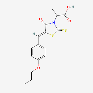 molecular formula C16H17NO4S2 B7758523 2-[(5Z)-4-oxo-5-[(4-propoxyphenyl)methylidene]-2-sulfanylidene-1,3-thiazolidin-3-yl]propanoic acid 