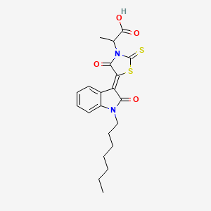 2-[(5Z)-5-(1-heptyl-2-oxoindol-3-ylidene)-4-oxo-2-sulfanylidene-1,3-thiazolidin-3-yl]propanoic acid