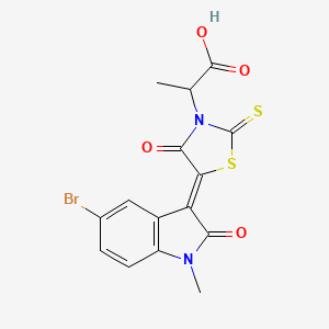 2-[(5Z)-5-(5-bromo-1-methyl-2-oxoindol-3-ylidene)-4-oxo-2-sulfanylidene-1,3-thiazolidin-3-yl]propanoic acid