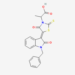 molecular formula C21H16N2O4S2 B7758539 2-[(5Z)-5-(1-benzyl-2-oxoindol-3-ylidene)-4-oxo-2-sulfanylidene-1,3-thiazolidin-3-yl]propanoic acid 