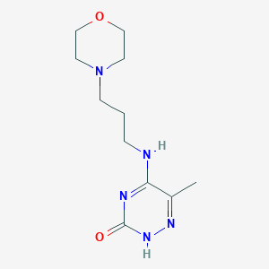 molecular formula C11H19N5O2 B7758567 6-methyl-5-{[3-(morpholin-4-yl)propyl]amino}-1,2,4-triazin-3(2H)-one 