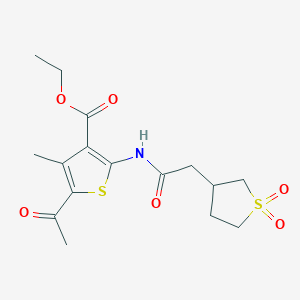 molecular formula C16H21NO6S2 B7758581 Ethyl 5-acetyl-2-[[2-(1,1-dioxothiolan-3-yl)acetyl]amino]-4-methylthiophene-3-carboxylate 