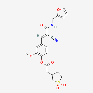 molecular formula C22H22N2O7S B7758601 [4-[(E)-2-cyano-3-(furan-2-ylmethylamino)-3-oxoprop-1-enyl]-2-methoxyphenyl] 2-(1,1-dioxothiolan-3-yl)acetate 
