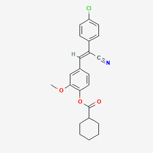molecular formula C23H22ClNO3 B7758612 (Z)-4-(2-(4-chlorophenyl)-2-cyanovinyl)-2-methoxyphenyl cyclohexanecarboxylate 