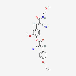 (E)-4-((E)-2-cyano-3-((2-methoxyethyl)amino)-3-oxoprop-1-en-1-yl)-2-methoxyphenyl 2-cyano-3-(4-propoxyphenyl)acrylate
