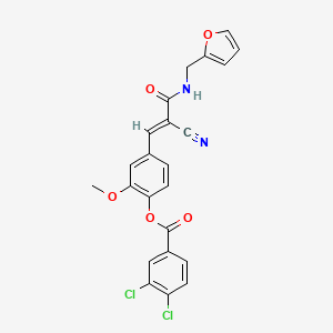 (E)-4-(2-cyano-3-((furan-2-ylmethyl)amino)-3-oxoprop-1-en-1-yl)-2-methoxyphenyl 3,4-dichlorobenzoate