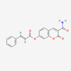 molecular formula C19H13NO5 B7758668 (3-carbamoyl-2-oxochromen-7-yl) (E)-3-phenylprop-2-enoate 