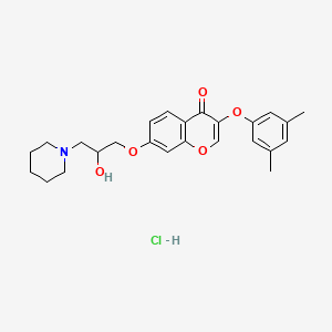 molecular formula C25H30ClNO5 B7758676 3-(3,5-Dimethylphenoxy)-7-(2-hydroxy-3-piperidin-1-ylpropoxy)chromen-4-one;hydrochloride 